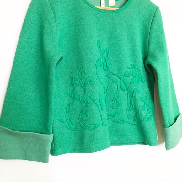 Anthropologie month green floral, embossed top - Picture 4 of 11